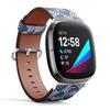 CJBROES Replacement Leather Watch Band, Compatible with Fitbit Versa 3 and Fitbit Sense of Wristband Bracelet Accessory - Rings Motif Geometric view 2