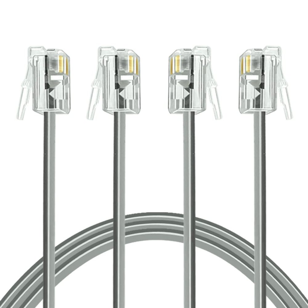 NECABLES 2Pack Phone Cord 10ft Telephone Cord Phone Cable RJ11 6P4C Male to Male for Landline and Fax - 10 Feet