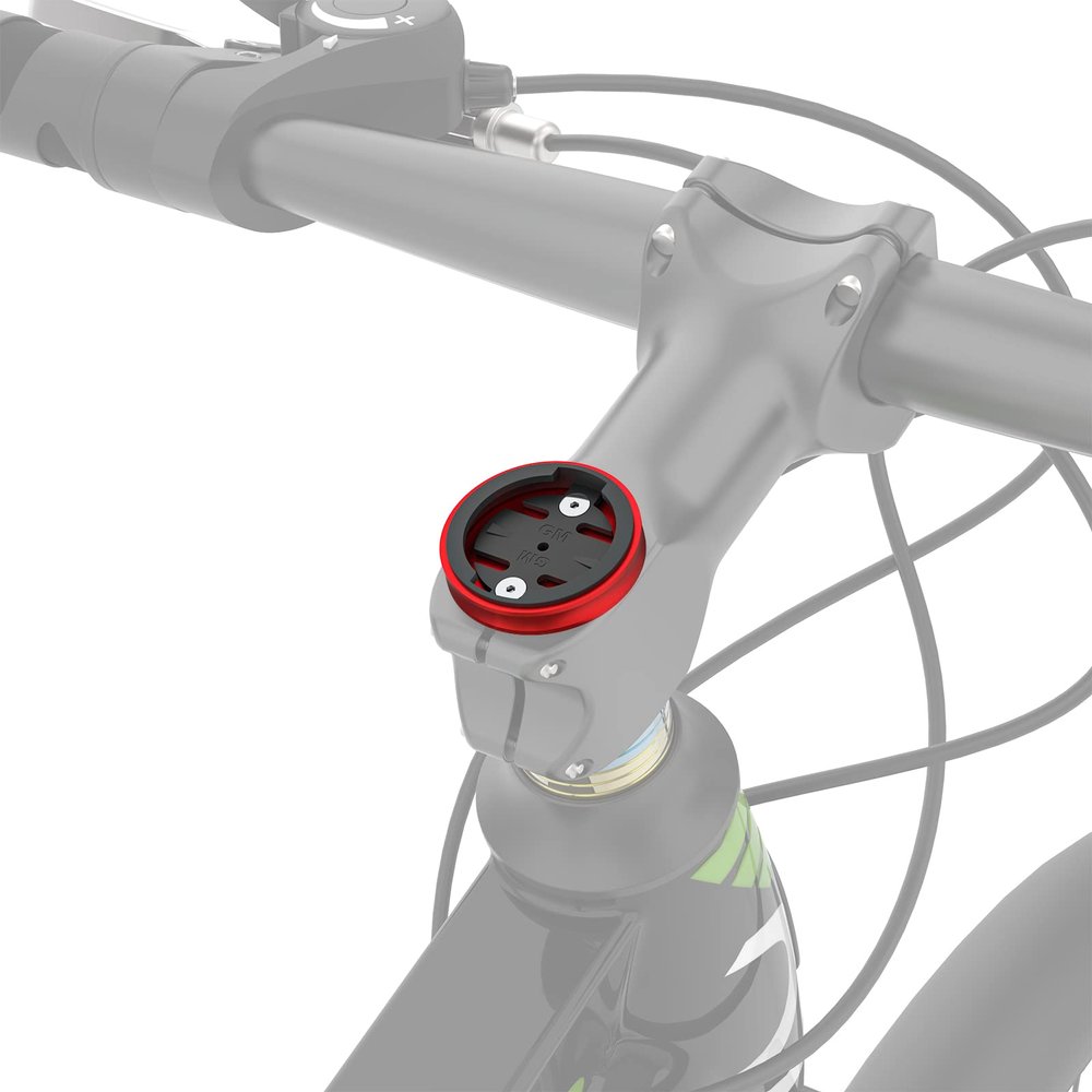 Bike Stem Top Cap Mount - Garmin Mountain Bike Mount for Garmin 25 200 130 500 510 520 520 800 810 820 1000 1030, Wahoo Elemnt, Bryton, Cateye Cycling GPS Computer, Includes Bike Phone Holder (Red)