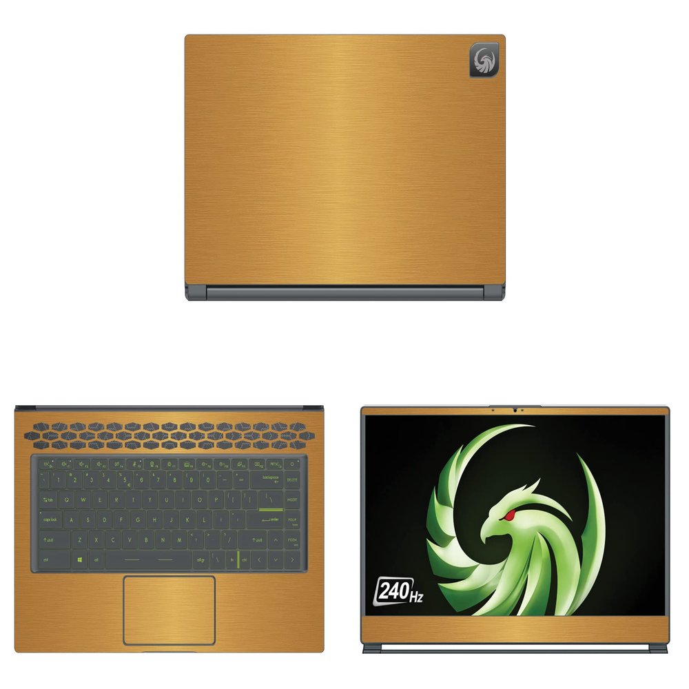 Decalrus - Protective Decal for The MSI Delta 15001 (15.6" Screen) Laptop Gold Texture Brushed Aluminum Vinyl Cover wrap BAmsiDelta_15Gold