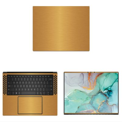 Decalrus - Protective Decal for The Dell XPS 15 9510 (15.6" Screen) Laptop Gold Texture Brushed Aluminum Vinyl Cover wrap BAdellXPS15_9510Gold
