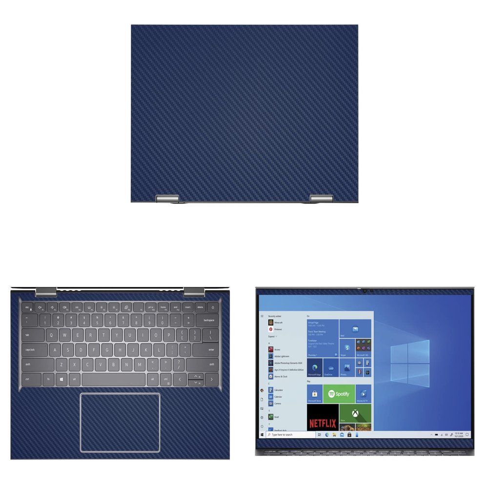 Decalrus - Protective Decal for The Dell Inspiron 5410 2-in-1 (14" Screen) Laptop Blue Carbon Fiber Cover wrap CFdellInspiron5410_2in1Blue