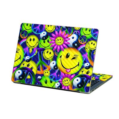 MightySkins Carbon Fiber Skin Compatible with Apple MacBook Pro 16 (2021) - Peace Smile | Protective, Durable, and Unique Vinyl Decal Cover | Easy to Apply and Change Styles | Made in The USA