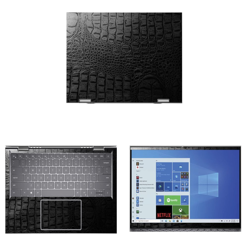 Decalrus - Protective Decal for The Dell Inspiron 5410 2-in-1 (14" Screen) Laptop Crocodile Decal Pattern Texture Cover wrap CROdellInspiron5410_2in1Black