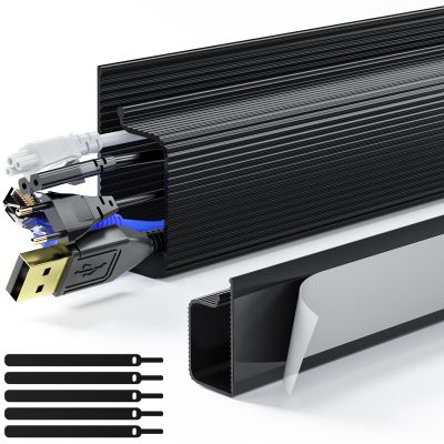 Delamu 2 Pack Safe & Tidy Cable Management Solution - Protect Kids & Pets with Home & Office Cable Management Under Desk, Cable Organizer, Cable Management Kit, Cord Organizer for Desk, 15.7in x 2