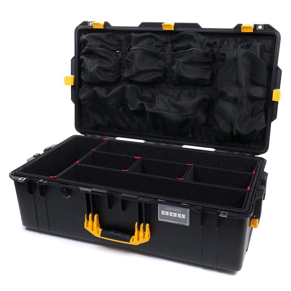 Black & Yellow Pelican 1615 Air case with TrekPak Dividers & Mesh lid Organizer.