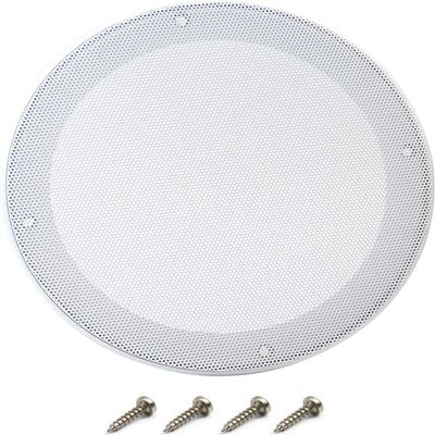 Bettomshin 1Pc 6.5inch Speaker Grill, Mesh Decorative Circle Speaker Covers, White Metal Trim Cover Guard Protector, Mesh Round Metal Speaker Grill Replacement Audio Accessories with 4 Screws