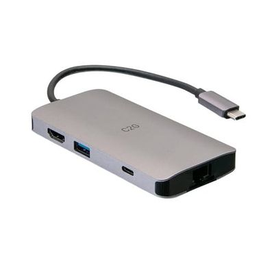 C2G USB C Dock with HDMI, USB, Ethernet, SD, USB C & Power up to 100W - for Notebook/Tablet PC - 100 W - USB Type C - 3 x USB Ports - Network (RJ-45) - HDMI - Thunderbolt - Wired (Renewed)