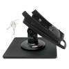 ENS Tailwind Ingenico ICT 220/ICT 250 3" Latch and Key Lock Compact Pole Mount Terminal Stand with Square Freestanding Mobility Base Plate, Black view 1