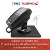 ENS Tailwind Ingenico ICT 220/ICT 250 3" Latch and Key Lock Compact Pole Mount Terminal Stand with Square Freestanding Mobility Base Plate, Black view 2