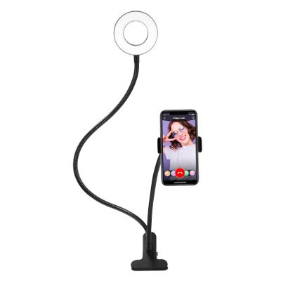 4'' LED Selfie Ring Lights Kit with Tripod Stand Clip On Laptop Light with 3 Light Modes & 10 Brightness Level for Live Stream/Makeup/Photography/Online Meeting Compatible with Cell Phone