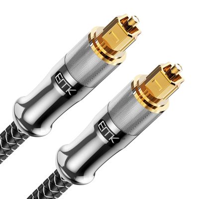 EMK 24K Gold-Plated Optical Audio Cable [3ft/1M] - Digital Toslink SPDIF Cable Compatible with Soundbar to TV, Home Theater - High-Speed Fiber Optic Cable (Silver)
