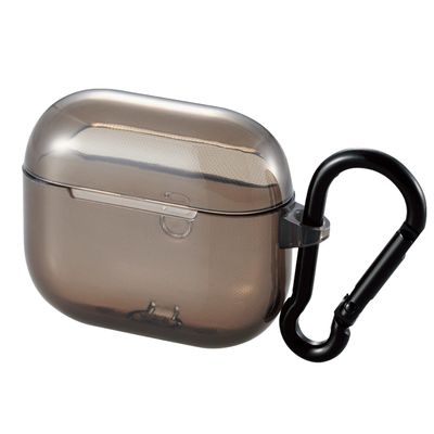 Elecom AVA-AP3UCBK AirPods 3rd Generation Accessory, Soft Case with Carabiner, Black