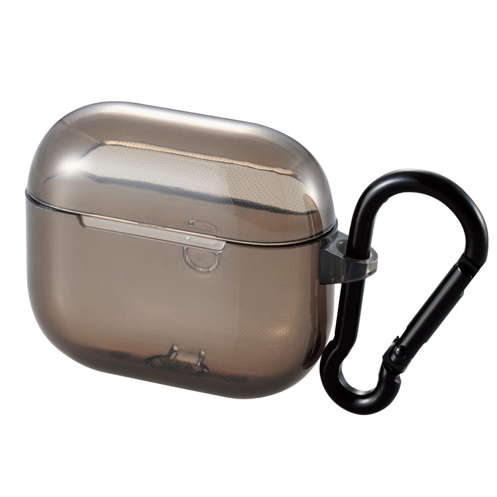 Elecom AVA-AP3UCBK AirPods 3rd Generation Accessory, Soft Case with Carabiner, Black