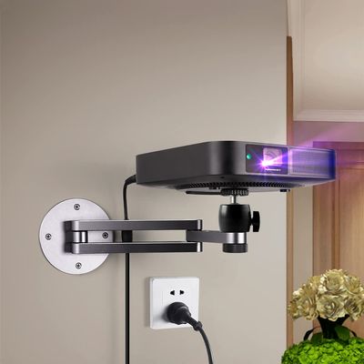 Liboer Foldable Projector Wall Mount Universal Adjustable Ceiling Wall Projector Mount Aluminum Alloy Projectors Stand,1/4" Screw Size (Wall Mount)