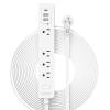 Flat Extension Cord 15 ft, NTONPOWER Ultra Thin Flat Extension Cord Under Rug, Door, Wall Mount Power Strip Flat Plug with 4 Outlets 2 USB A + USB C, Overload Protection for Home Office Indoor, White view 1