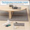 Flat Extension Cord 15 ft, NTONPOWER Ultra Thin Flat Extension Cord Under Rug, Door, Wall Mount Power Strip Flat Plug with 4 Outlets 2 USB A + USB C, Overload Protection for Home Office Indoor, White view 2