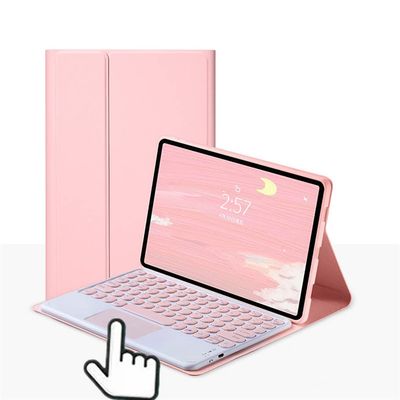 GOOVEN Fire HD 10 /Fire HD 10 Plus (11th Generation 2021 Released) Touch Keyboard case Color Round Key Detachable Keyboard Wireless BT Keyboard with touchpad (Pink)