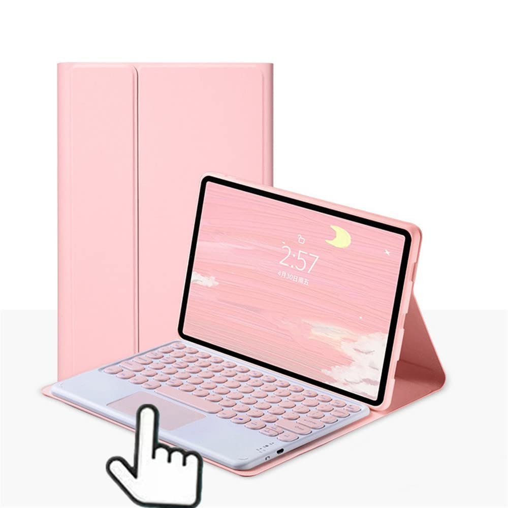 GOOVEN Fire HD 10 /Fire HD 10 Plus (11th Generation 2021 Released) Touch Keyboard case Color Round Key Detachable Keyboard Wireless BT Keyboard with touchpad (Pink)