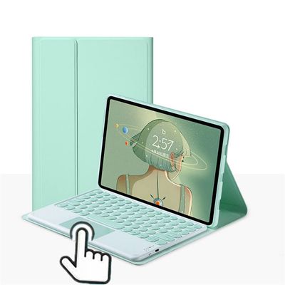 Fire HD 10 /Fire HD 10 Plus (11th Generation 2021 Released) Touch Keyboard case Color Round Key Detachable Keyboard Wireless BT Keyboard with touchpad (Mint Green)