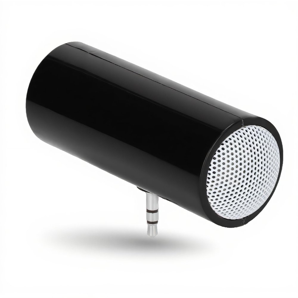 PUSOKEI Mini Portable Speaker, Plug in Speaker with 3.5mm AUX Audio Interface, Plug and Play for Smartphone Tablet Computer MP3 and MP4(Black)
