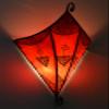 Treasures Of Morocco Henna Lamps & Sconces Moroccan Handmade Goat Leather Wall Sconce with Henna Tattoo Shade Red view 1