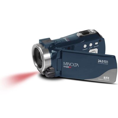 Minolta MN220NV 1080p Full HD 24MP Night Vision Camcorder with WiFi w/32GB Memory Card (Blue)