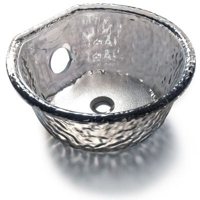 ans Glass Sink Bowl for Salon Pedicure Spa Foot Soak Annulus Reflection Nickel