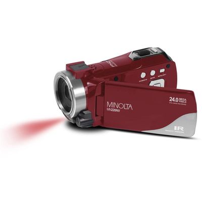 Minolta MN220NV 1080p Full HD 24MP Night Vision Camcorder with WiFi w/32GB Memory Card (Red)