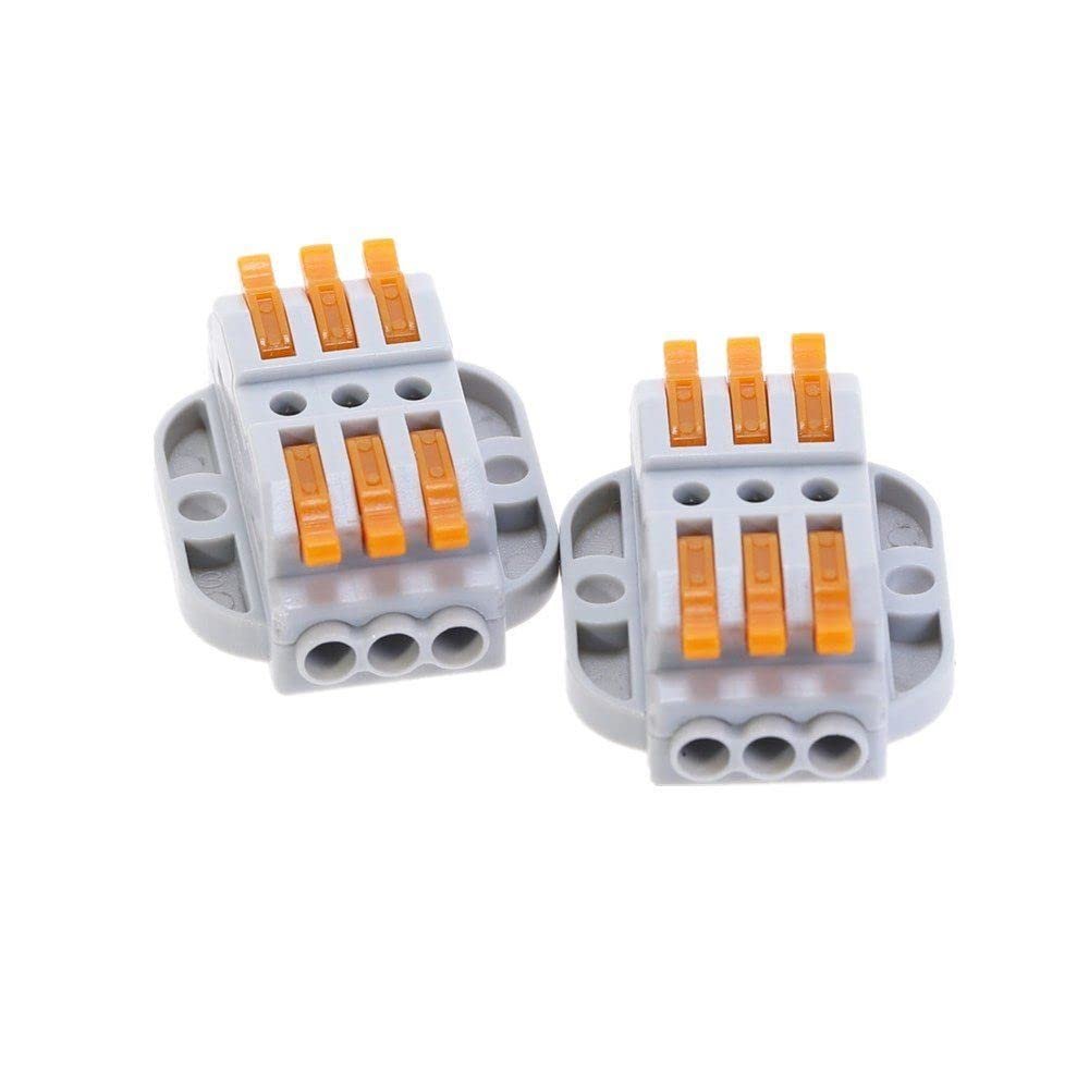 10Pcs Mini Fast Quick Eletrical Wire Connector Universal Docking Fast Wiring Conductors Push-in Terminal Block 3Pin
