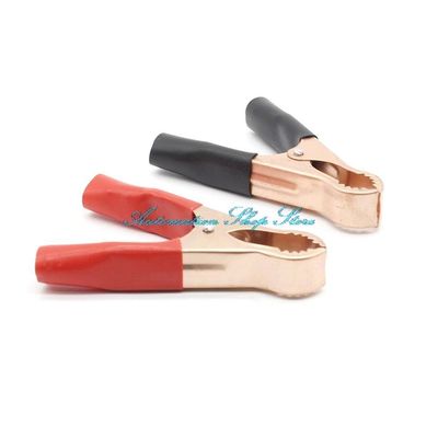2Pcs 50A 80mm Crocodile Car Caravan Van Battery Test Lead Clips Insulated Clamp Red + Black