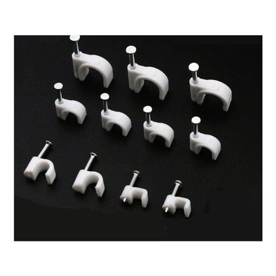100pcs Cable Fixed 7mm Flat or Round or Circle Path Cable Clips with Nail Wire U Circle Cable Clamp with Nail