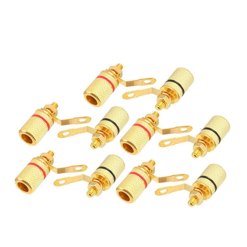10pcs Gold Plated Audio Connector Binding Post Amplifier Speaker Cable Terminal Banana Plug Jack for 4mm Diameter Banana Plugs