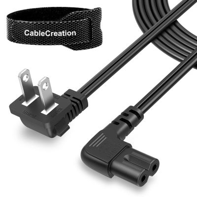 10 Feet 18 AWG Angled 2-Slot Non-Polarized Angle Power Cord Bundle with Cable Ties 6inch