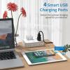 5ft Extension Cord and 15ft Extension Cord Bundle, 6 Outlets Power Strip with 4 USB Ports, NTONPOWER Flat Plug Extension Cord, Overload Protection, Wall Mount for Travel, Home Office, Dorm, Nightstand view 3