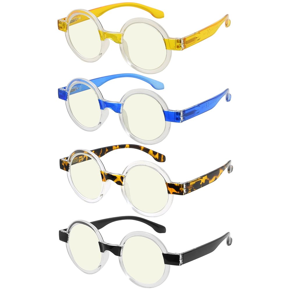 Eyekepper 4 Pack Round Blue Light Blocking Reading Glasses for Women Computer Readers +0.50