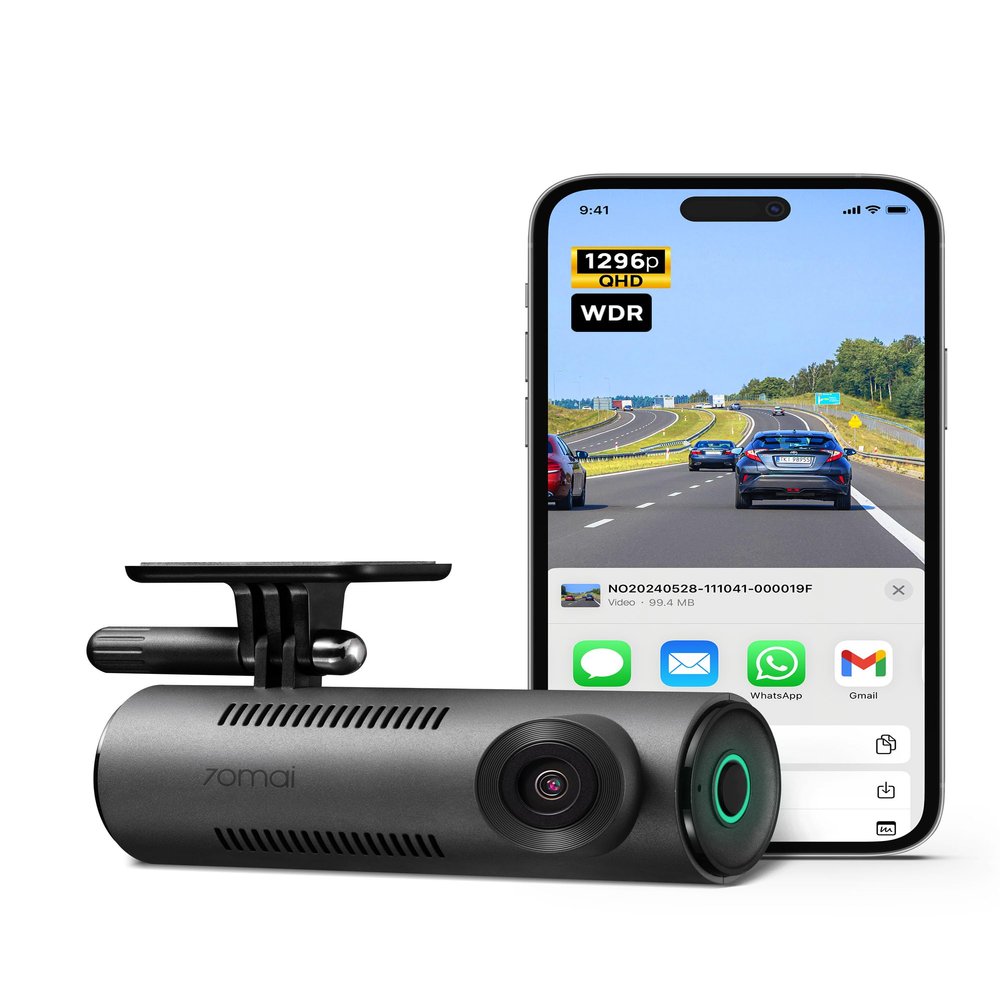 70mai Dash Cam M310, Dash Camera for Cars 1296P QHD, Smart Dash Cam Front Built in WiFi, 130 Wide-Angle FOV, WDR, Night Vision, iOS/Android Mobile App, Loop Recording, Parking Monitor, Time-Lapse