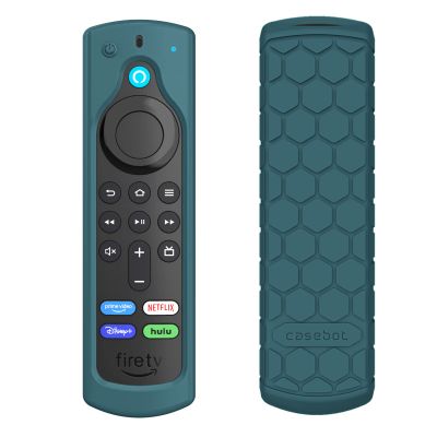 CaseBot Remote Case for Fire TV Stick HD/4K/4K Max (1st Gen)/Fire TV Stick (3rd Gen)/Lite - Anti-Slip Shockproof Silicone Cover for Alexa Voice Remote (2nd & 3rd Generation) (Dark Cyan)