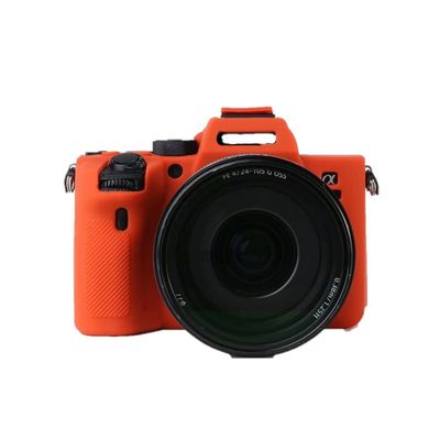 Camera Case Soft Silicone Orange Armor Skin Body Cover Protector for Sony Alpha A7 Mark IV Camera ONLY,BG50, Orange, Skin Cover Camera Case