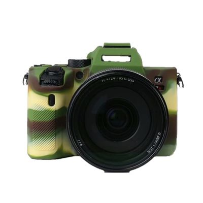Camera Case Soft Silicone Camouflage Green Armor Skin Body Cover Protector for Sony Alpha A7 Mark IV ONLY (BG50), Camouflage Green, Skin Cover Camera Case