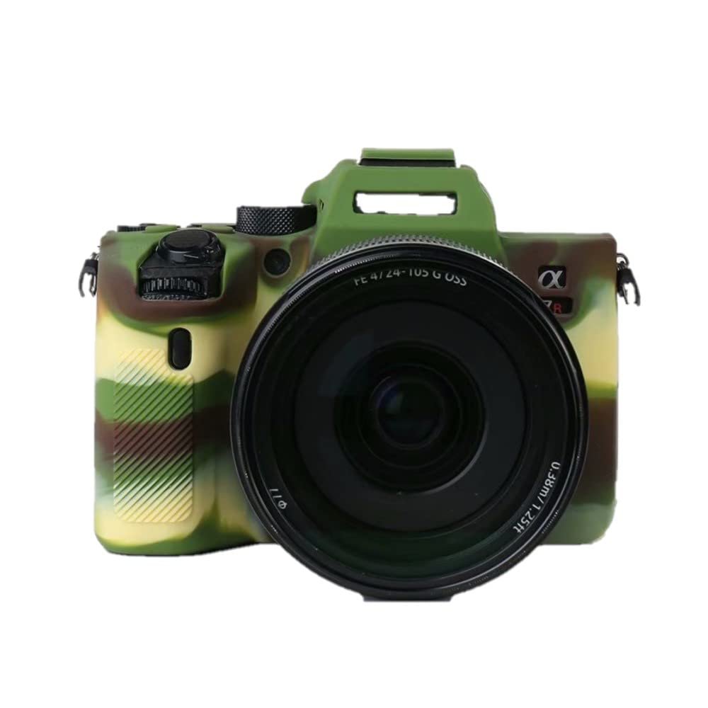 Camera Case Soft Silicone Camouflage Green Armor Skin Body Cover Protector for Sony Alpha A7 Mark IV ONLY (BG50), Camouflage Green, Skin Cover Camera Case
