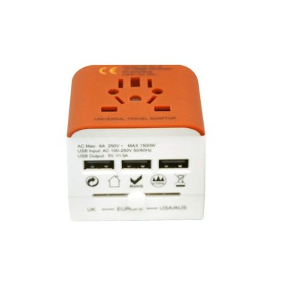KKNH Universal Worldwide Travel Plug Adapter, for Europe, UK, China, Australia, Japan 224 Countries3 USB International Power Adapter (Color : B, Size : 5.4 * 5.7 * 6.1cm)