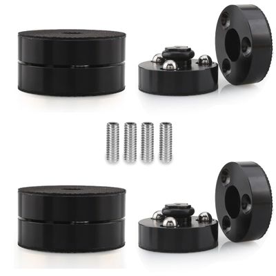 Tertullus 4 Pcs Speaker Isolation Feet Anti Vibration Pads with Stainless Steel Ball Pad Stand 39mm24mm Aluminum Absorb Shock for Audio Speaker Amplifier HiFi Equipments(Black)