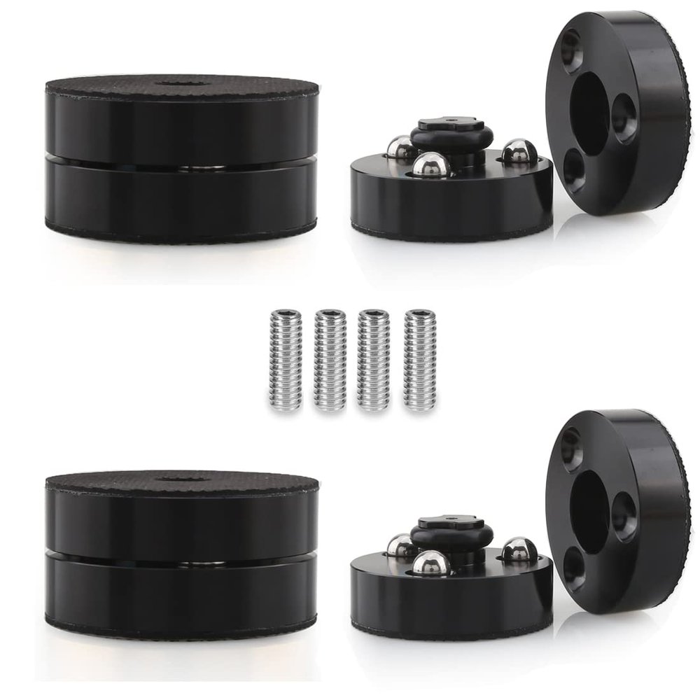 Tertullus 4 Pcs Speaker Isolation Feet Anti Vibration Pads with Stainless Steel Ball Pad Stand 39mm24mm Aluminum Absorb Shock for Audio Speaker Amplifier HiFi Equipments(Black)