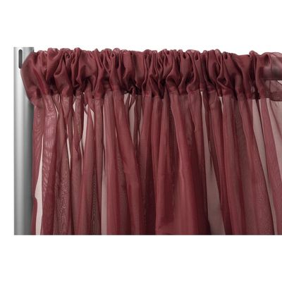 1 Pc, Sheer Voile Flame Retardant (Fr) 10Ft H x 118" W Drape/Backdrop Curtain Panel - Burgundy Machine Washable Cold & Low Heat for Wedding, Birthday, Shower, Tradeshow, or Events