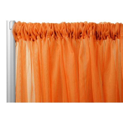 1 Pc, Sheer Voile Flame Retardant (Fr) 12Ft H x 118" W Drape/Backdrop Curtain Panel - Orange Machine Washable Cold & Low Heat for Wedding, Birthday, Shower, Tradeshow, or Events