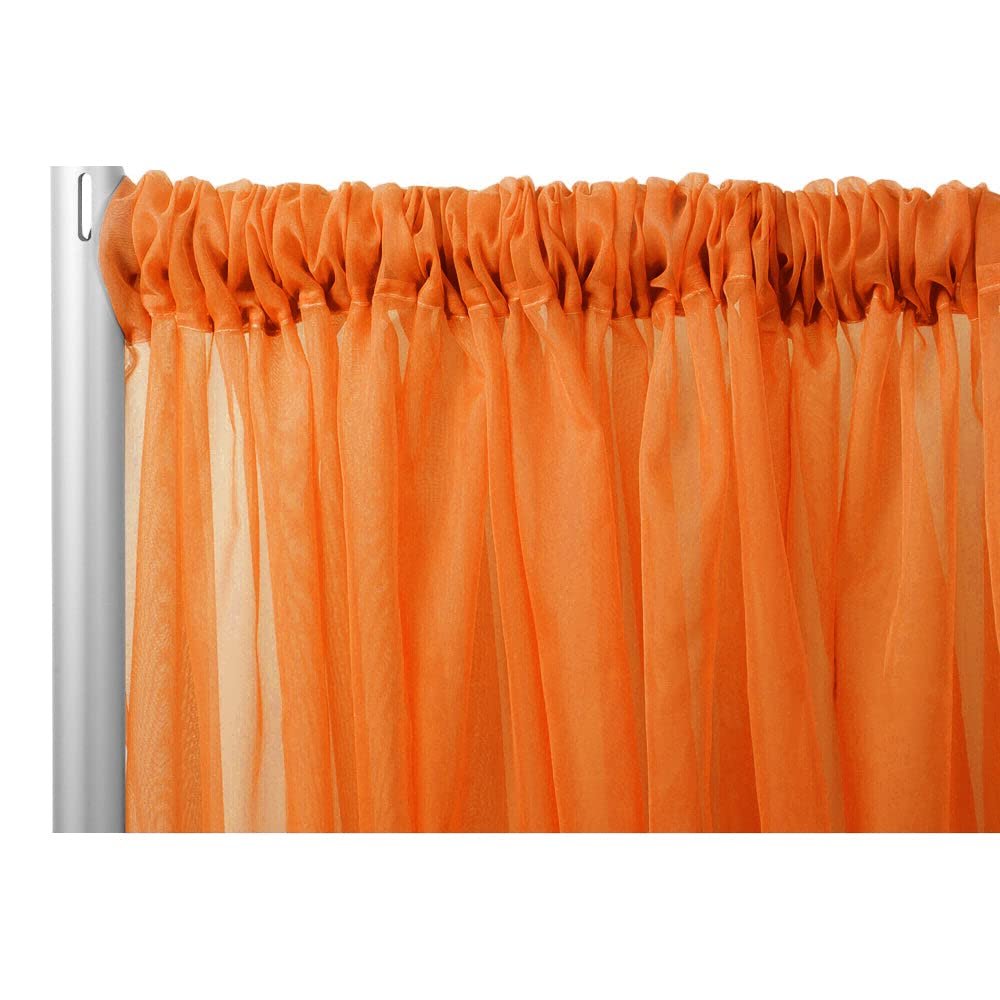 1 Pc, Sheer Voile Flame Retardant (Fr) 12Ft H x 118" W Drape/Backdrop Curtain Panel - Orange Machine Washable Cold & Low Heat for Wedding, Birthday, Shower, Tradeshow, or Events