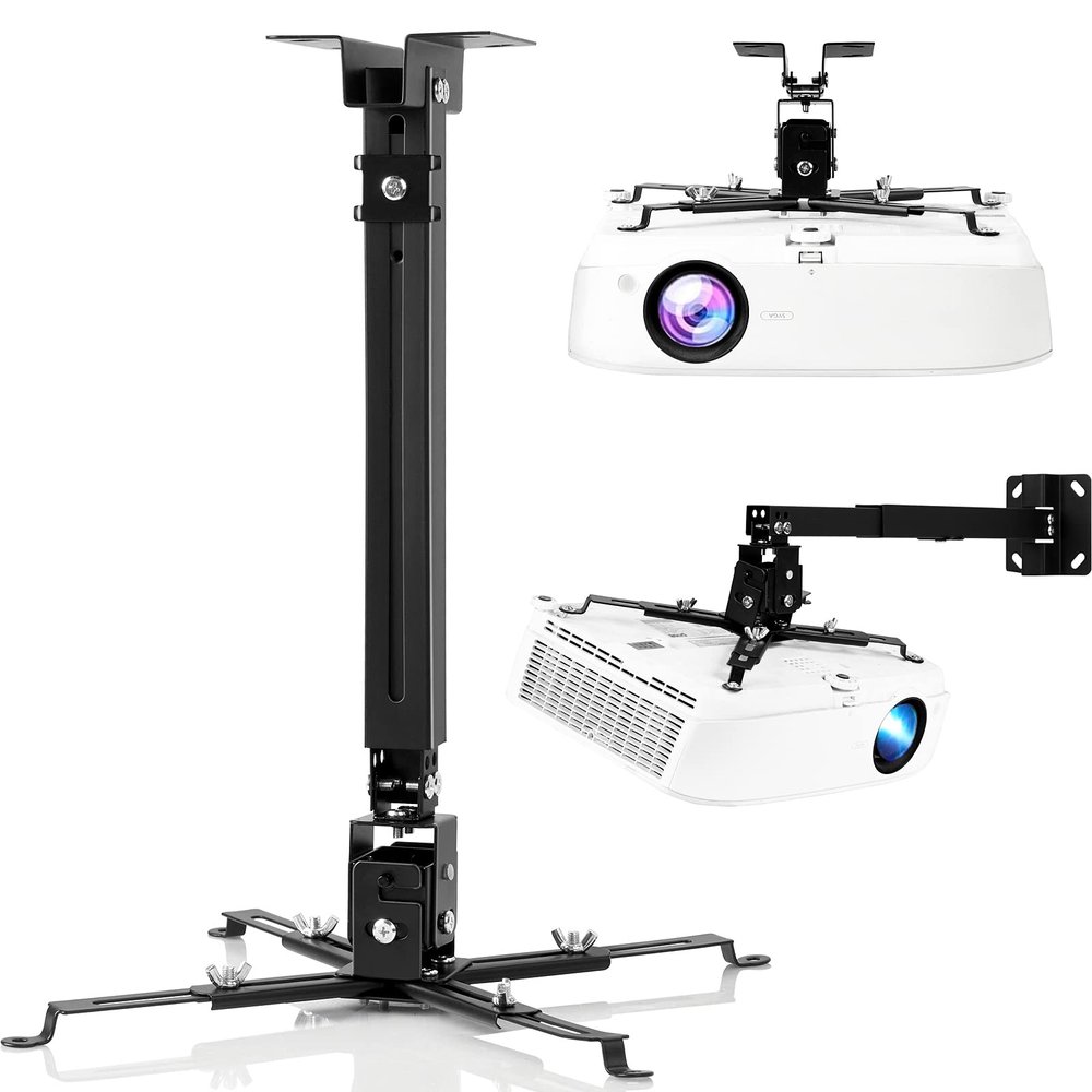 DAWASAPAT 3-in-1 Projector Mount Wall/Ceiling Projection Bracket, Universal Height Adjustable Hanging Mount Bracket Holder with Extension Pole for Home and Office Projector