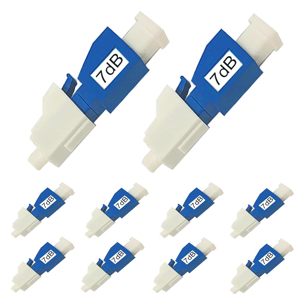 10Pcs LC Fiber Optic attenuator, Fiber Signal Attenuation Converter, LC Inserts Connector Single Mode (LC-UPC, 7dB)
