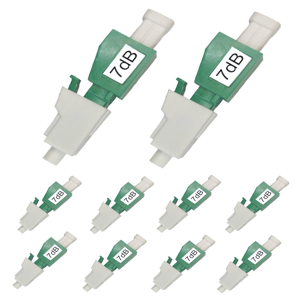 10Pcs LC Fiber Optic attenuator, Fiber Signal Attenuation Converter, LC Inserts Connector Single Mode (LC-APC, 7dB)